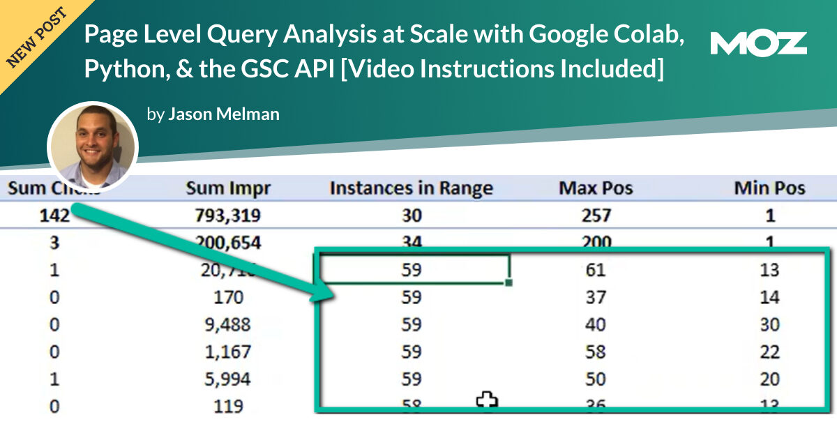 Page Level Query Analysis at Scale with Google Colab, Python, & the GSC API [Video Instructions Included]